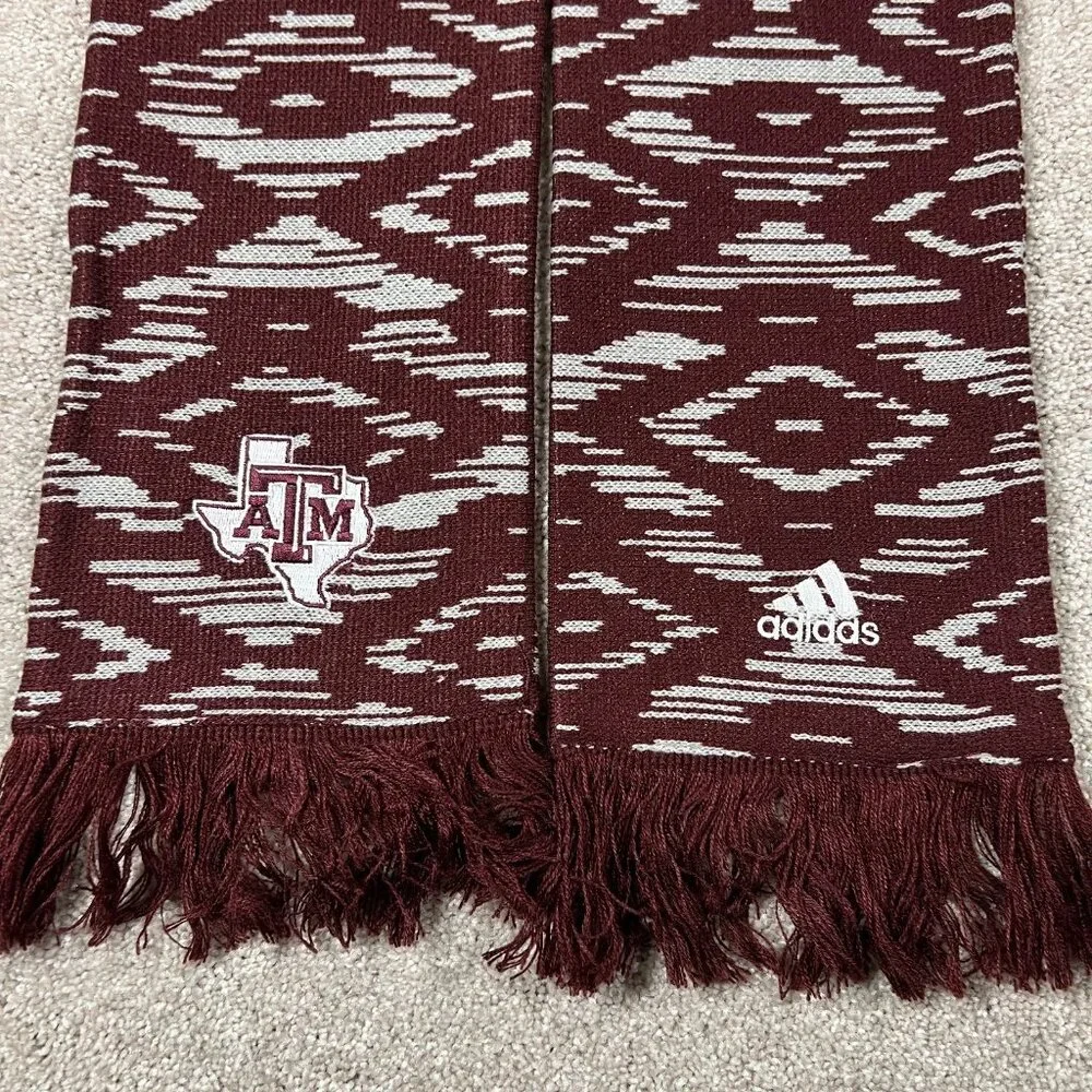 Adidas Unisex One Size Maroon‎ Gray Acrylic Texas A&M Aggies Football Scarf NWT